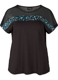 Tränings-t-shirt med mesh och mönster, Black