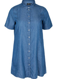 Skjortklänning i denim med korta ärmar, Medium Blue denim