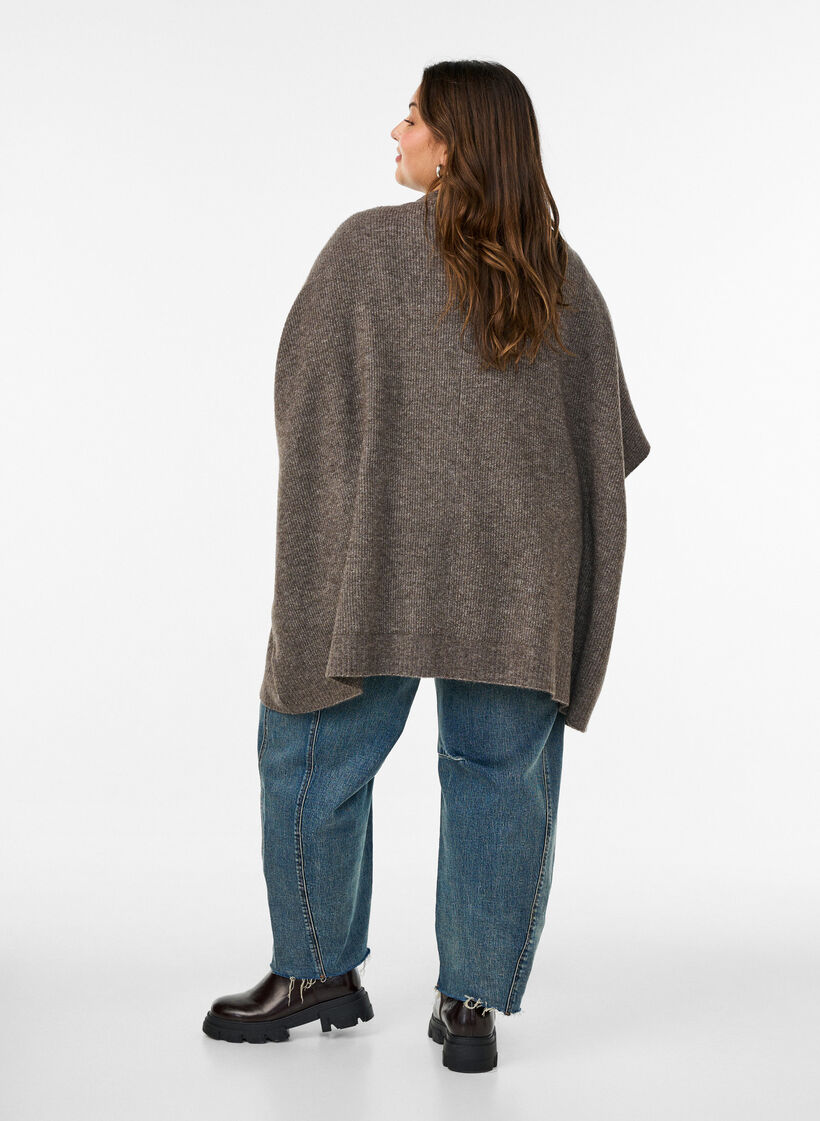 Cardigan &ouml;ppen framtill med vida &auml;rmar, Brun, Model image number 2