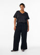 Jeans med l&ouml;s passform, res&aring;r och dragsko, Svart, Model image number 0