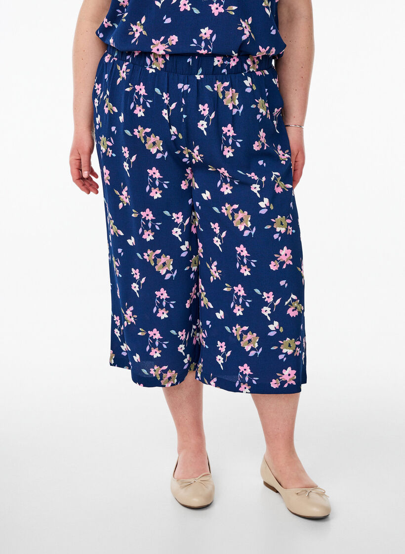 Culottebyxor med tryck, Bl&aring;, Model image number 2