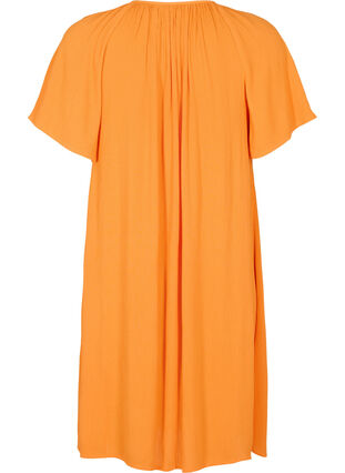 Kortärmad klänning i viskos, Orange Peel, Packshot image number 1