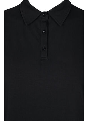 Tunika i bomull med krage och korta ärmar, Black, Packshot image number 2