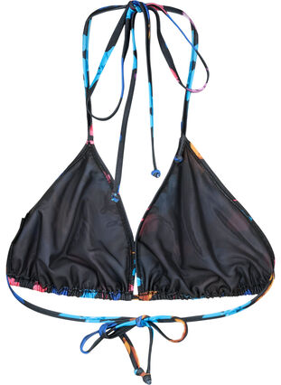 Triangel-bikinibehå med tryck, Black Flower AOP, Packshot image number 1