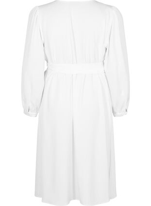 Omlottklänning med långa ärmar, Bright White, Packshot image number 1