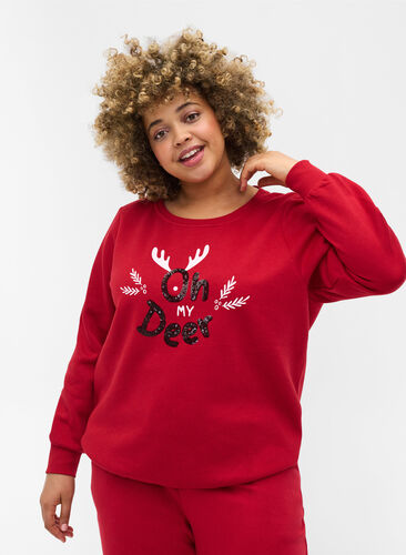 Jultröja, Red Oh Deer, Model image number 0