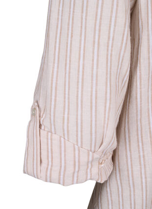 Skjortblus med knäppning i en blandning av bomull och linne, Sandshell White, Packshot image number 4