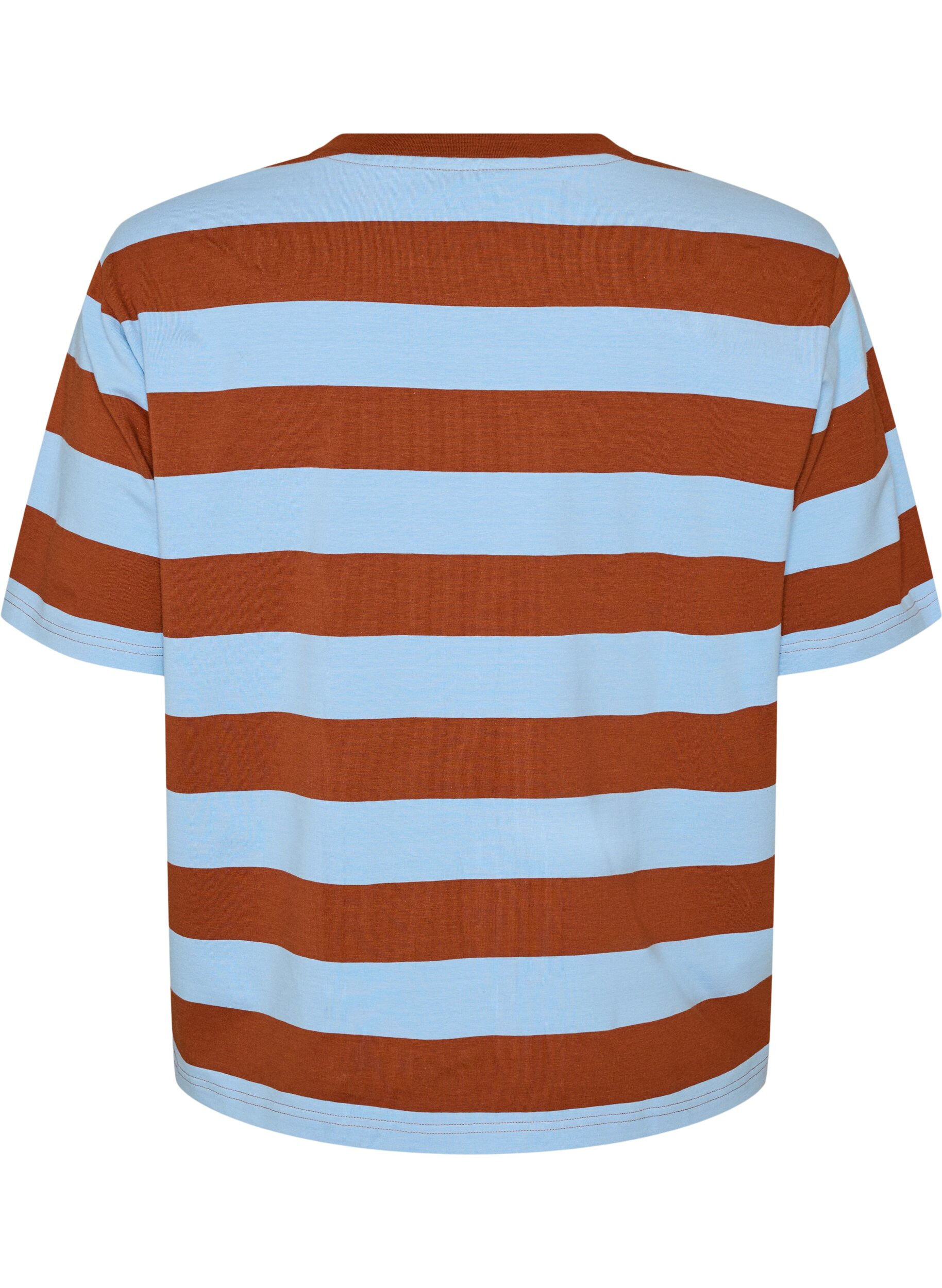 ZizziOversize t-shirt med r&auml;nder och halvl&aring;nga &auml;rmar, Bl&aring;, Packshot image number 1