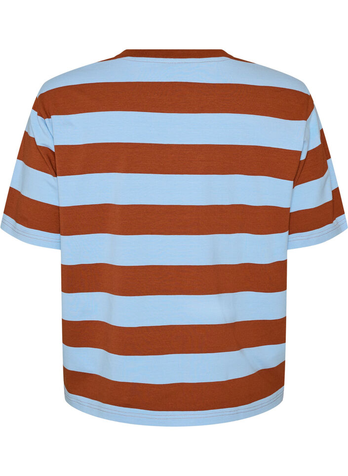 Oversize t-shirt med r&auml;nder och halvl&aring;nga &auml;rmar, Bl&aring;, Packshot image number 1