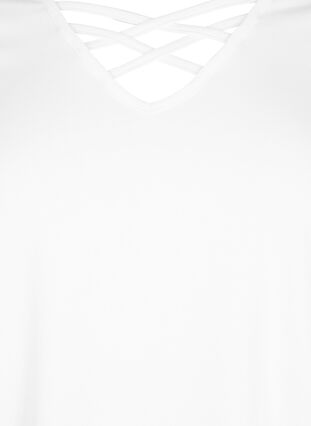 V-ringad t-shirt med snör-detaljer, Warm Off-white, Packshot image number 2