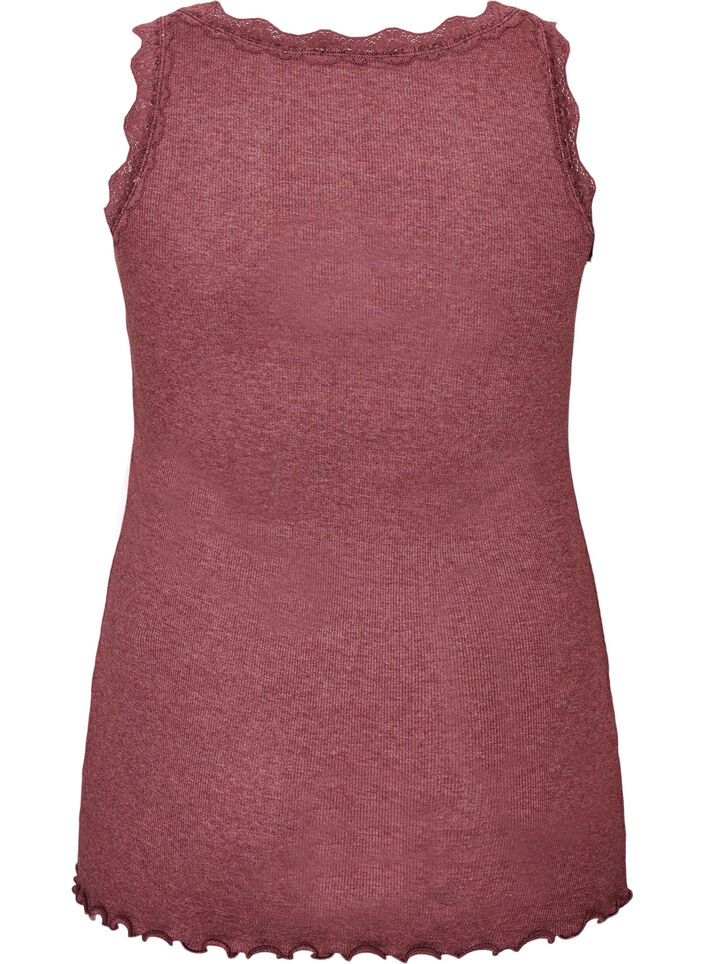 Ribbad topp med spetskant, R&ouml;d, Packshot image number 1