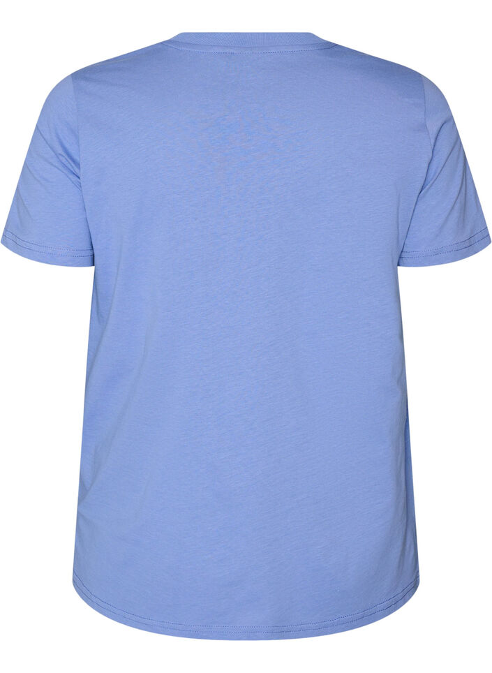 Enkel t-shirt i bomull med rund halsringning, Lila, Packshot image number 1