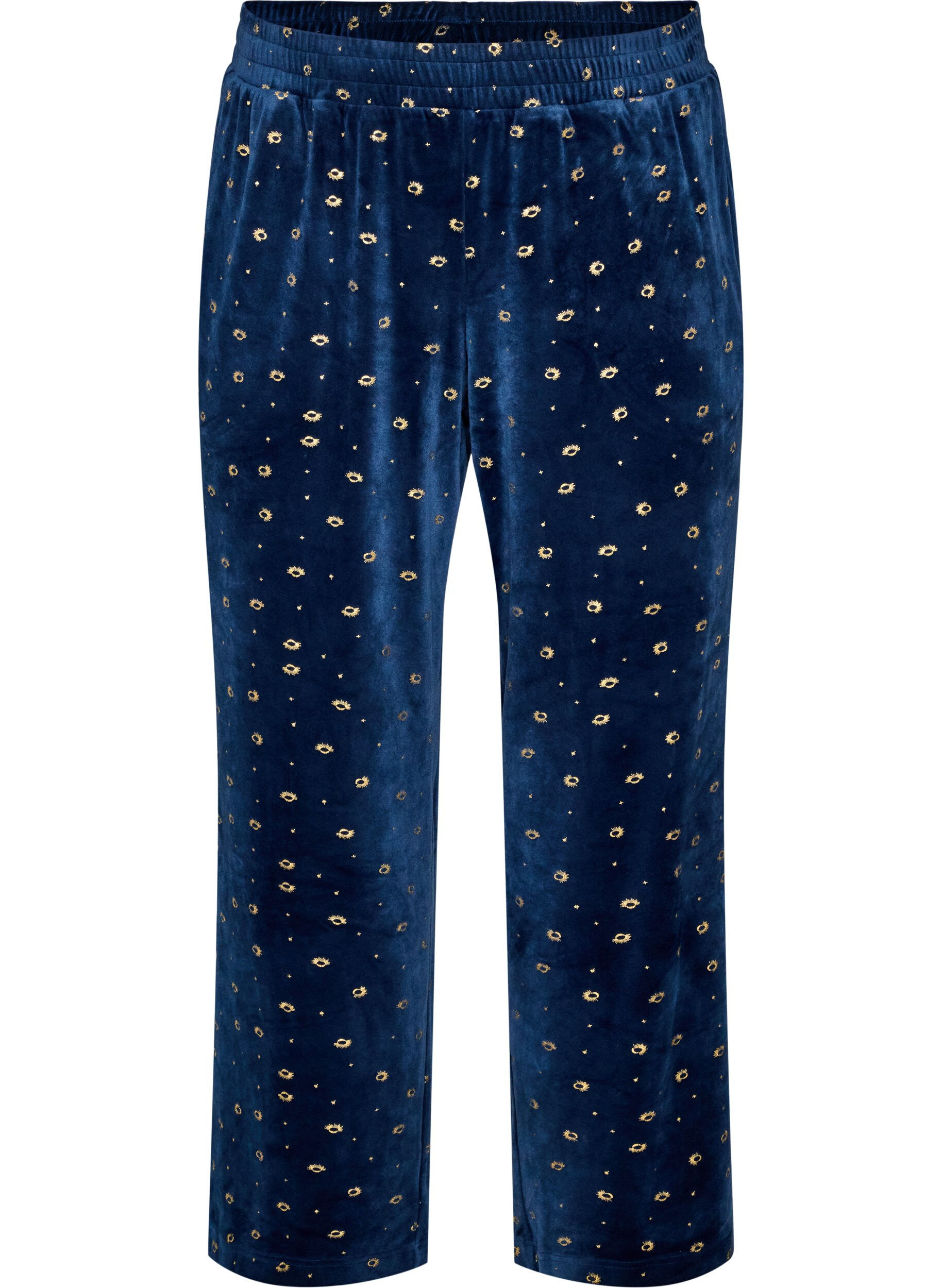 Pyjamasbyxor i velour med helt&auml;ckande m&ouml;nster