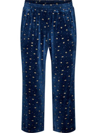 Pyjamasbyxor i velour med helt&auml;ckande m&ouml;nster, Bl&aring;