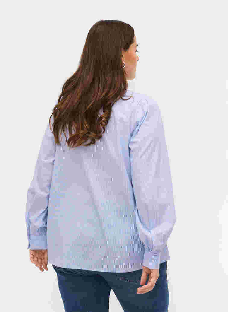 Randig skjorta i bomull, White/Blue stripe, Model image number 1