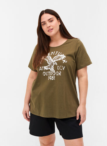 T-shirt i bomull med tryck, Ivy Green, Model image number 0