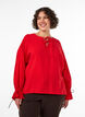 Blus i viskos med knytband och volangdetaljer, R&ouml;d, Model image number 0