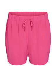Shorts med fickor och res&aring;r i midjan, Rosa