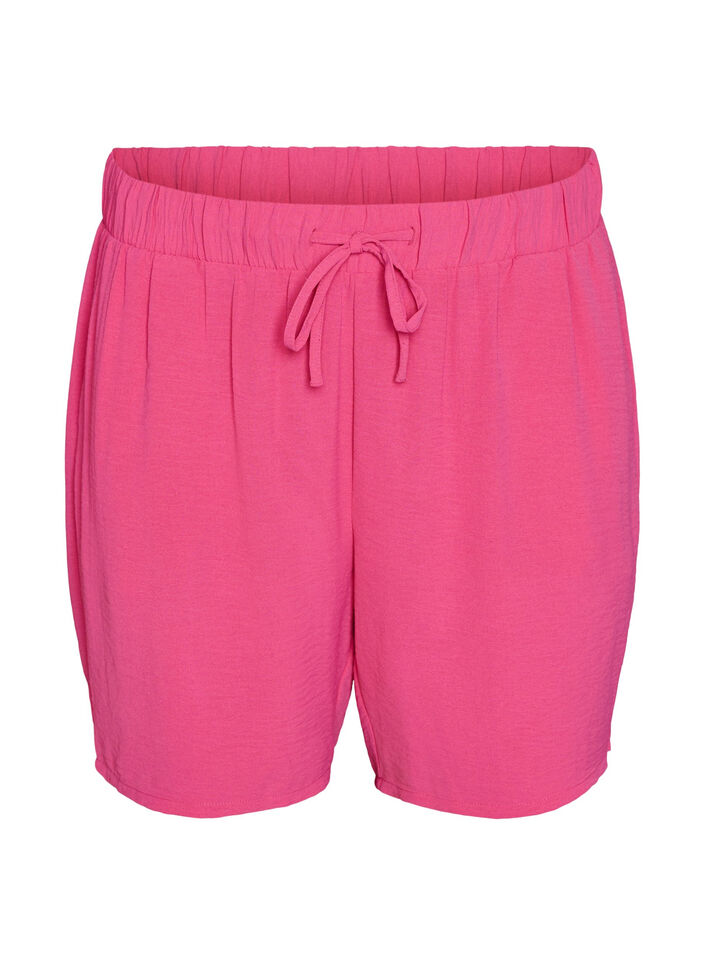 Shorts med fickor och res&aring;r i midjan, Rosa, Packshot image number 0