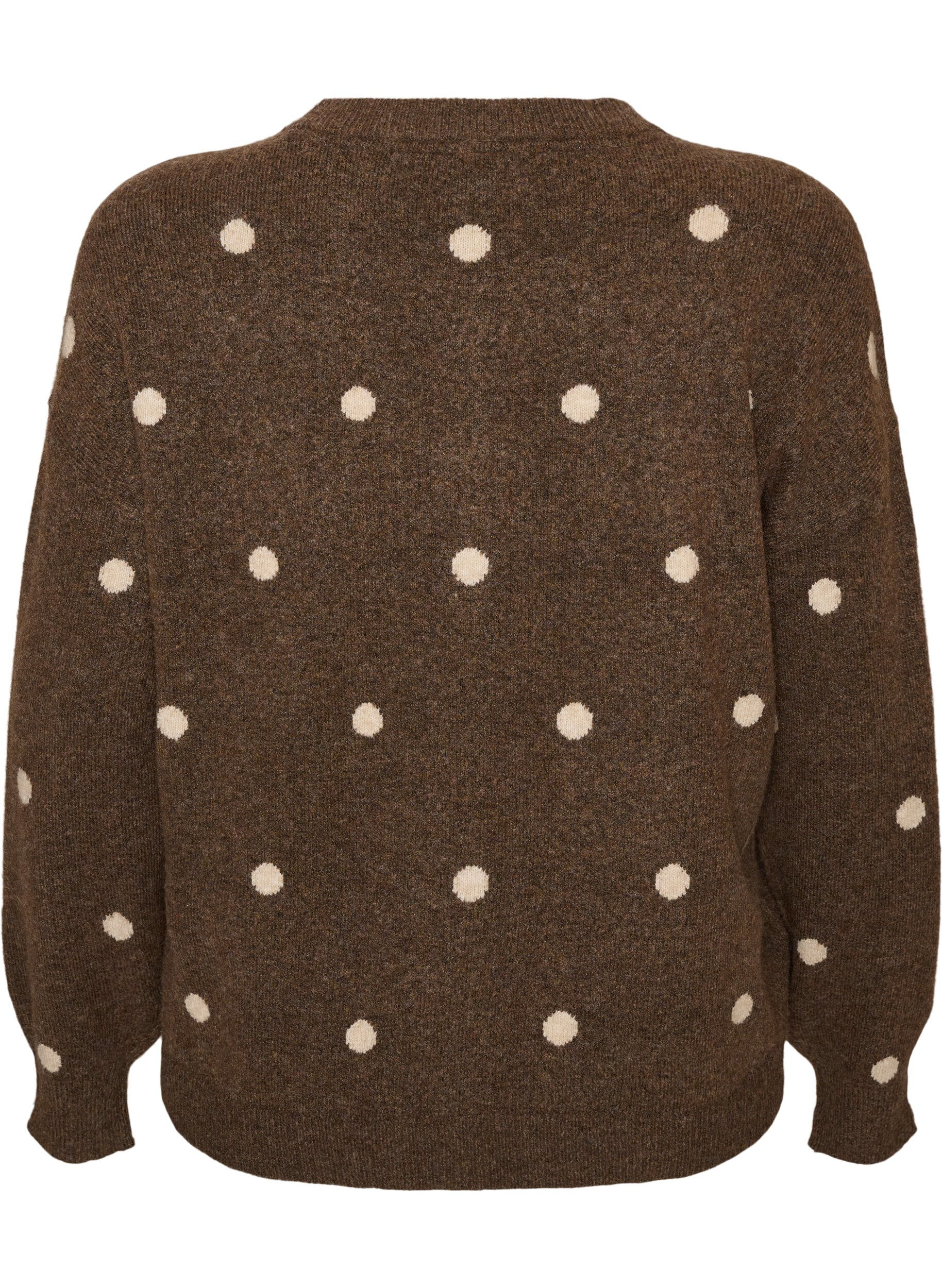 ZizziKofta med prickigt m&ouml;nster, Brun, Packshot image number 1