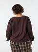 Viskosblus med V-ringning och ballongform, Brun, Model image number 2