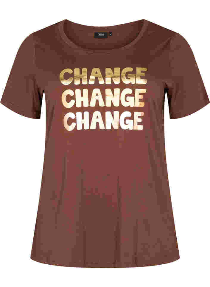 T-shirt i bomull med korta ärmar, Chestnut Change, Packshot image number 0