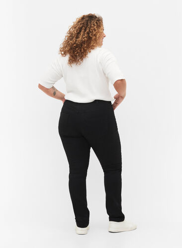 Slim fit Emily jeans med normalhög midja, Black, Model image number 1