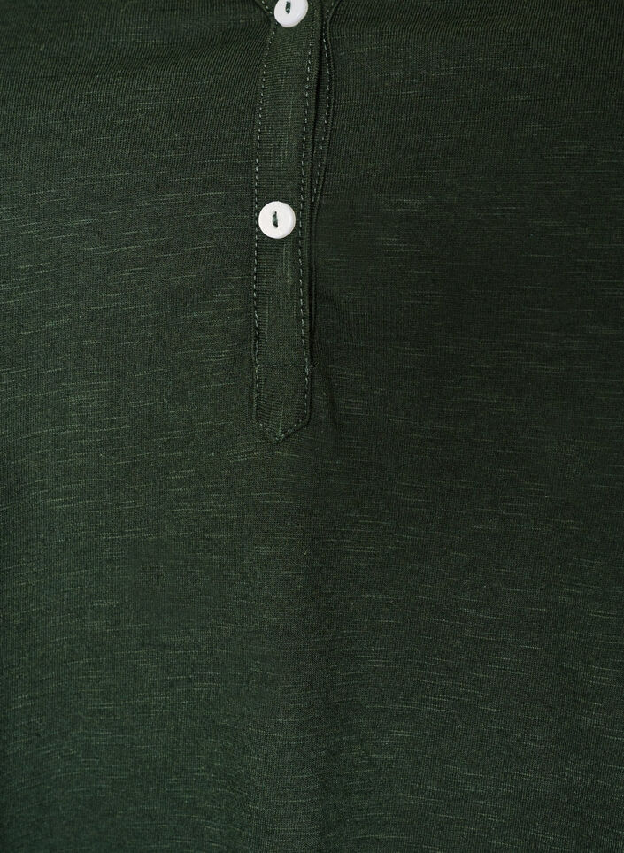 T-shirt med knappdetalj, Gr&ouml;n, Packshot image number 2