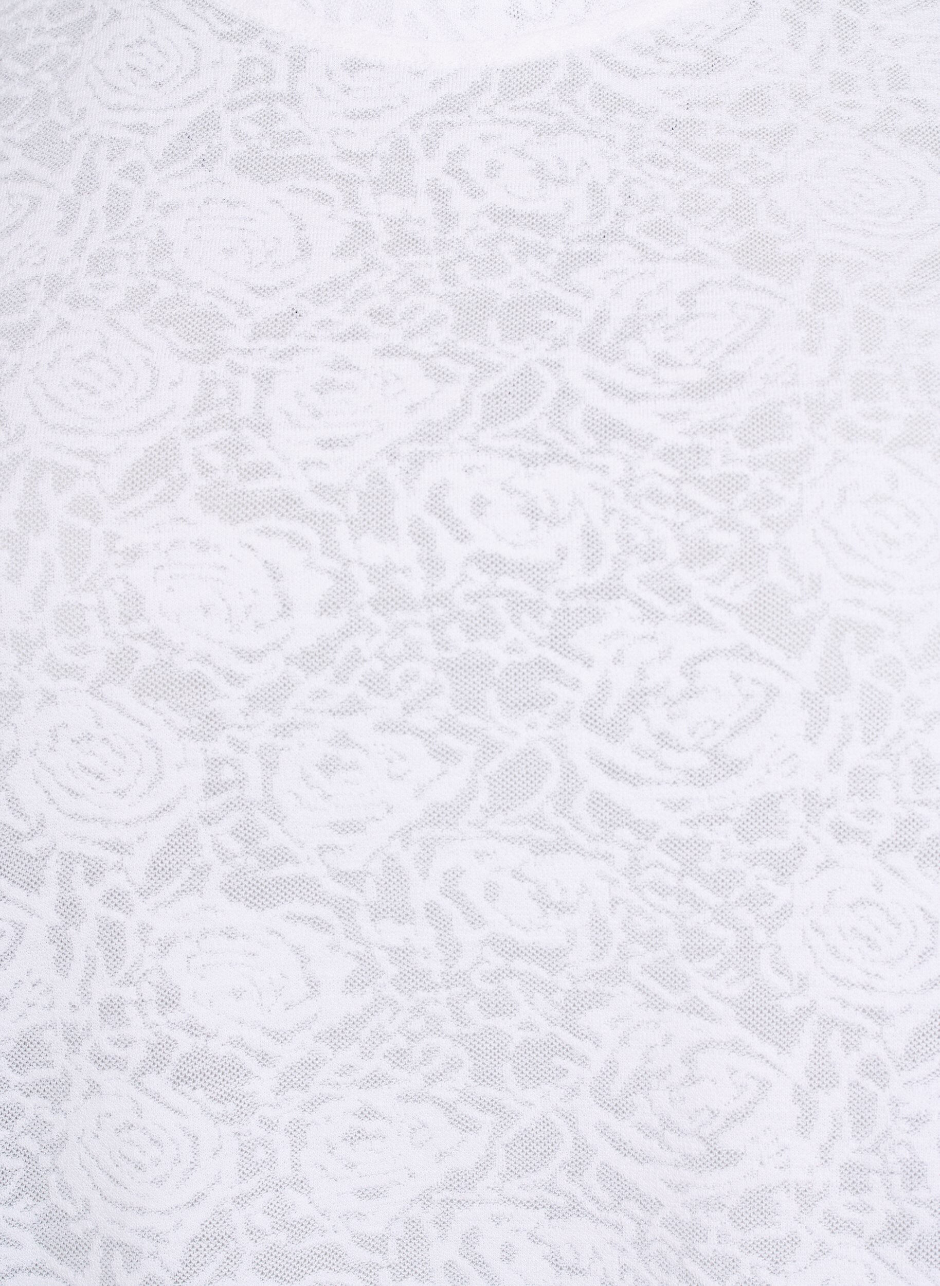 Zizzi Kort&auml;rmad blus med rosm&ouml;nstrad struktur, Vit, Packshot image number 2