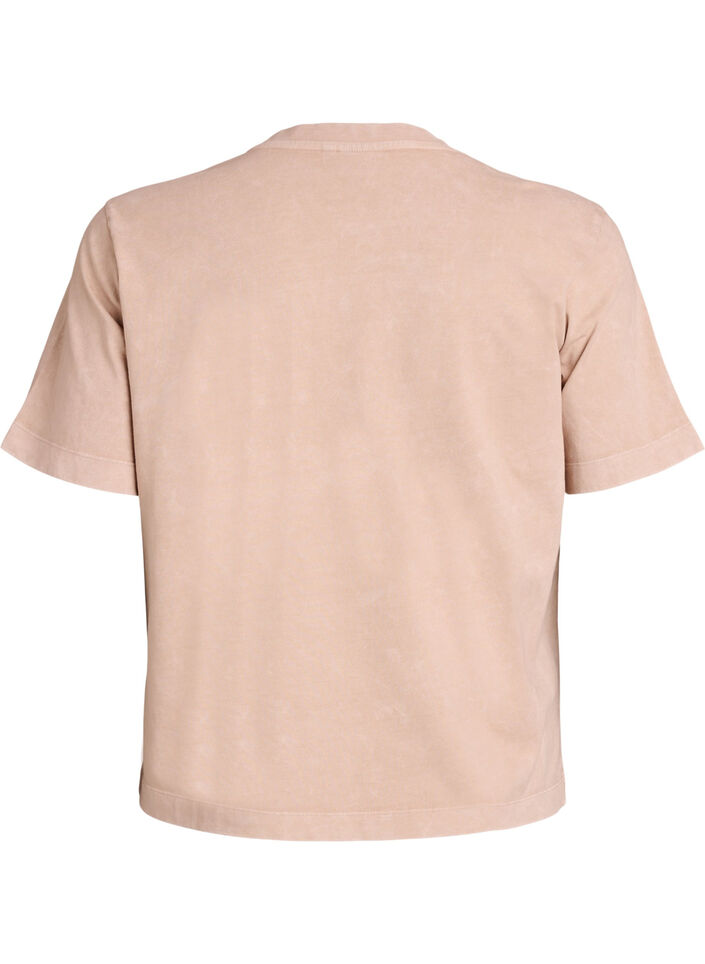 T-shirt i bomull med tryck framtill, Beige, Packshot image number 1