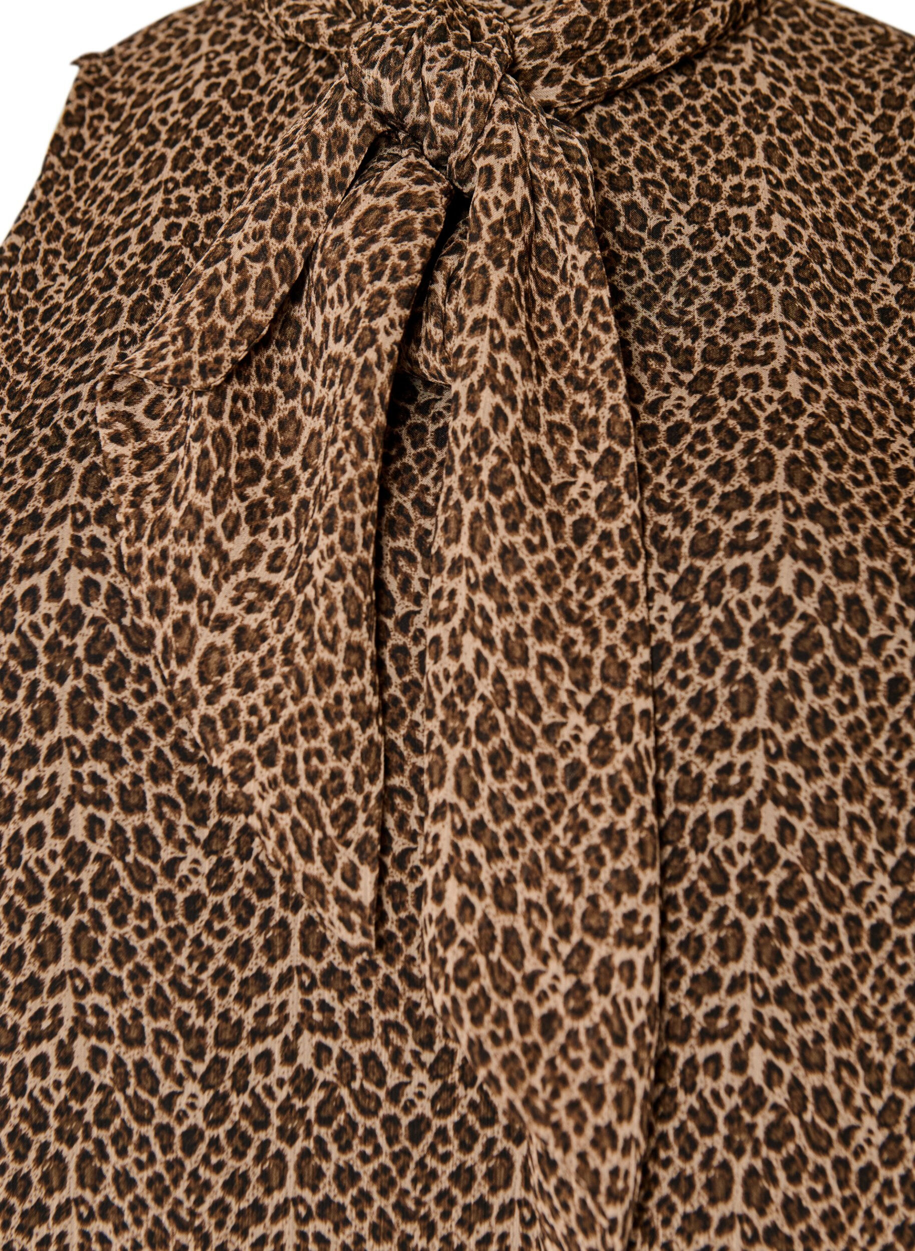 ZizziMidikl&auml;nning i chiffon med leopardm&ouml;nster och knytsk&auml;rp, Brun, Packshot image number 2