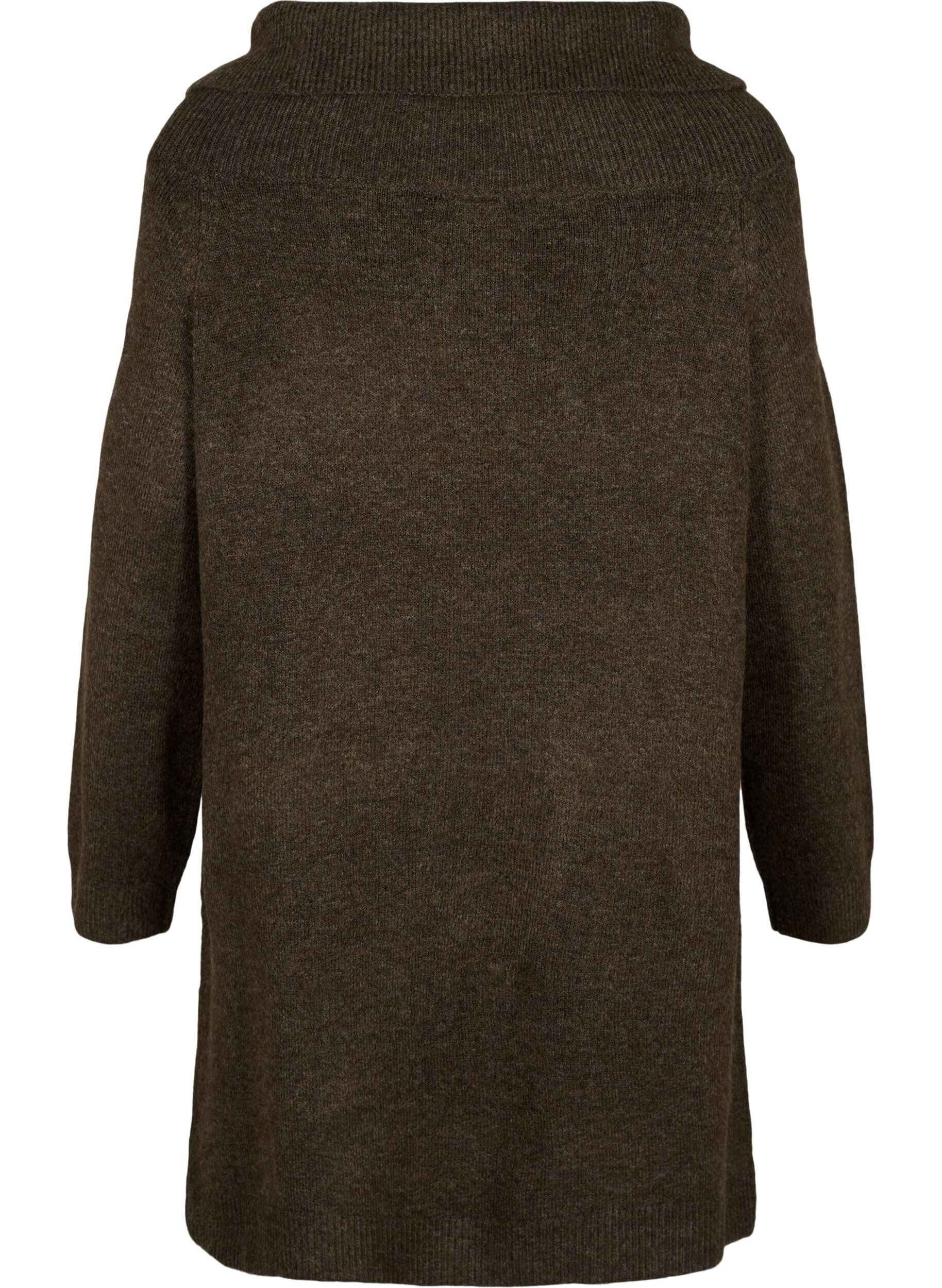 Zizzi Melerad stickad kl&auml;nning, Demitasse Mel., Packshot image number 1