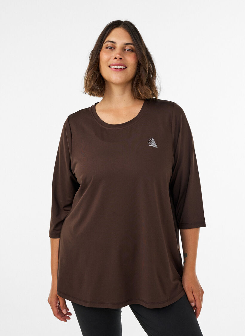Tr&auml;ningstr&ouml;ja med 3/4 &auml;rmar, Brun, Model image number 0