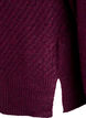 Stickad blus med V-format ribbm&ouml;nster och slitsar, Lila, Packshot image number 3