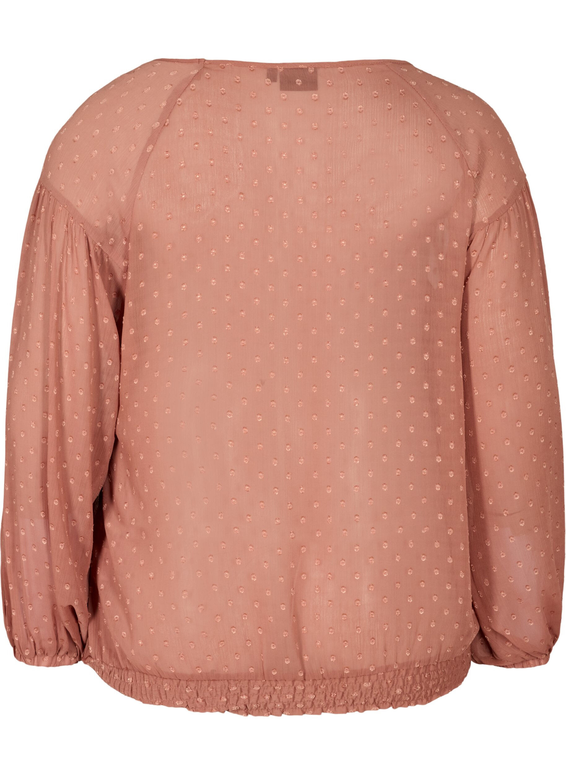 Zizzi L&aring;ng&auml;rmad mesh-blus med smock, Burlwood, Packshot image number 1
