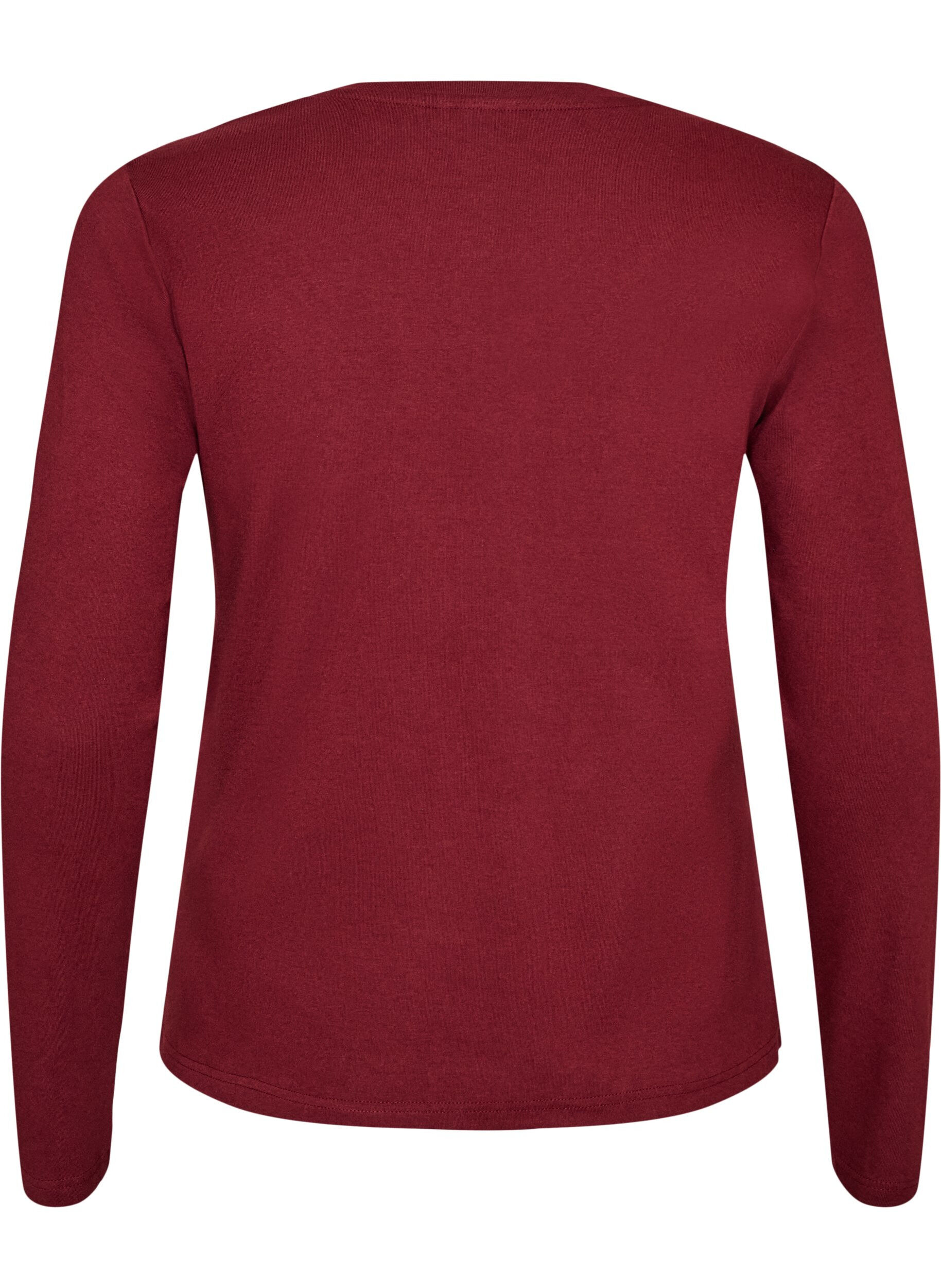 ZizziL&aring;ng&auml;rmad bas-T-shirt med rund hals, R&ouml;d, Packshot image number 1