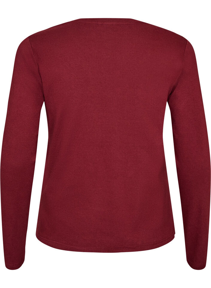 L&aring;ng&auml;rmad bas-T-shirt med rund hals, R&ouml;d, Packshot image number 1