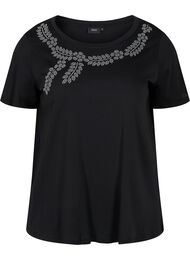 Kortärmad t-shirt med strass, Black Stone