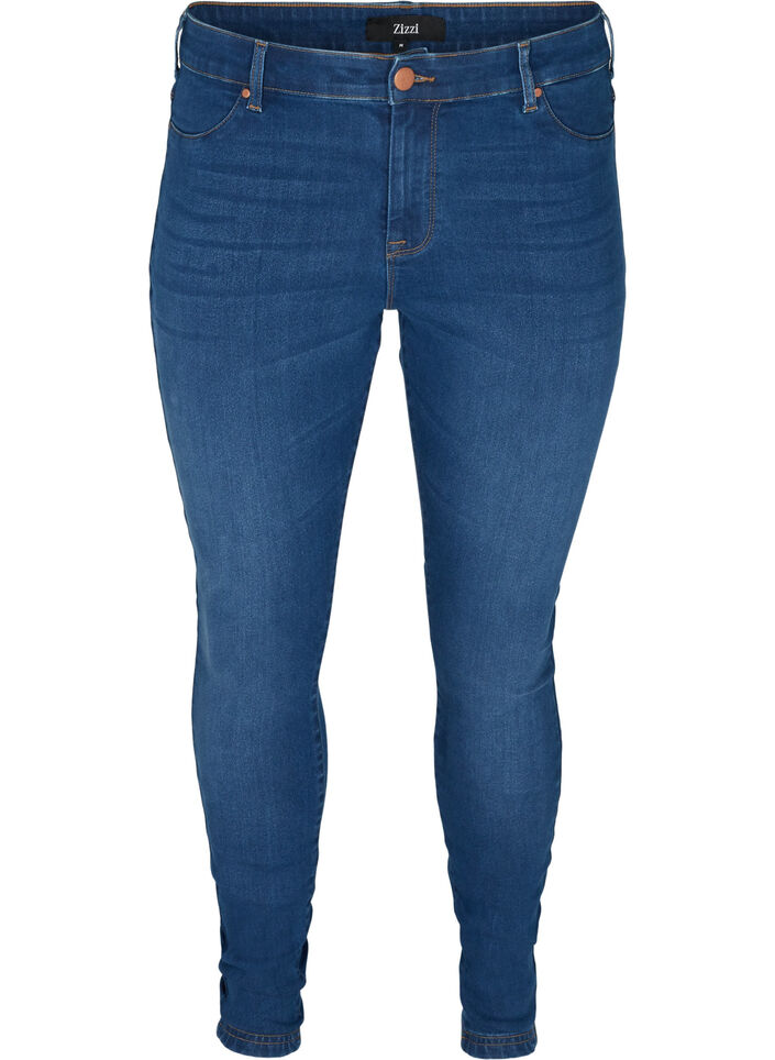 Jeggings i bomullsmix, Blue denim, Packshot image number 0