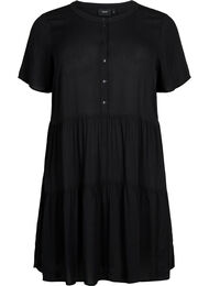 A-linjeformad viskosklänning med korta ärmar, Black