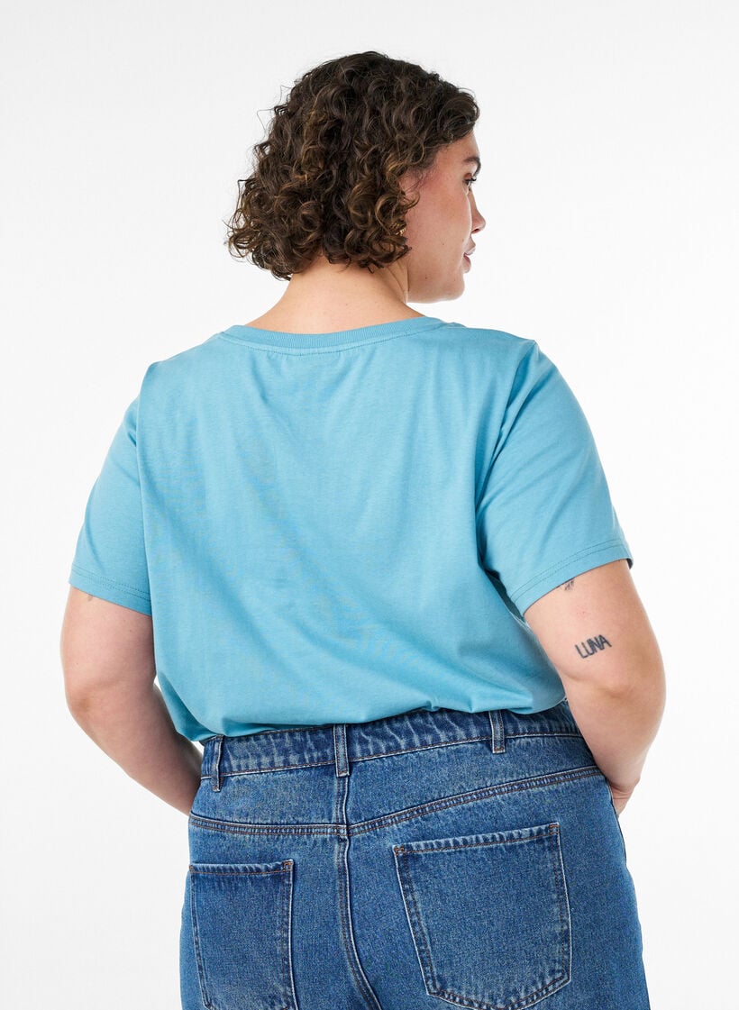 T-shirt i bomull med tryck, Bl&aring;, Model image number 2