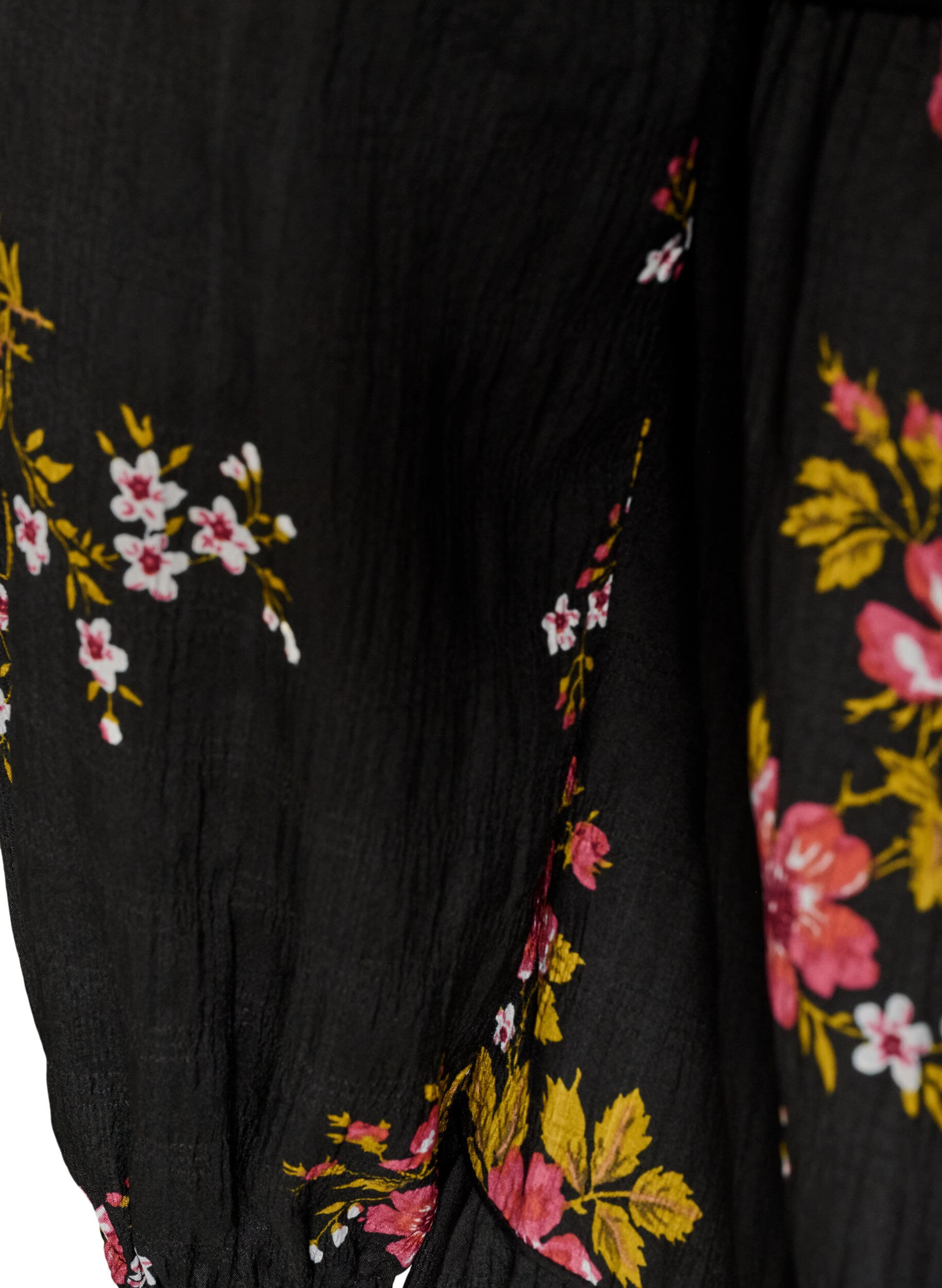 ZizziKl&auml;nning med blommigt tryck och knytning, Svart, Packshot image number 3