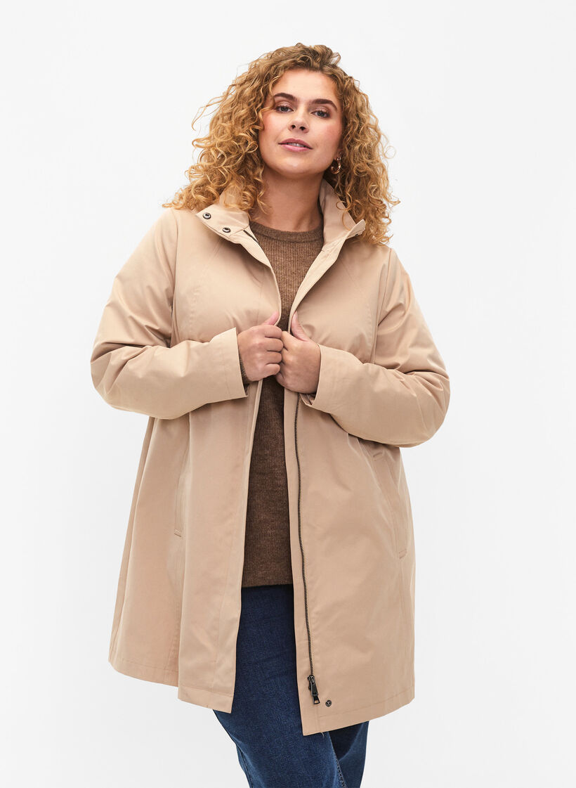 Herr Fritidsjacka Elegant Polyester Med Funktionella Fickor