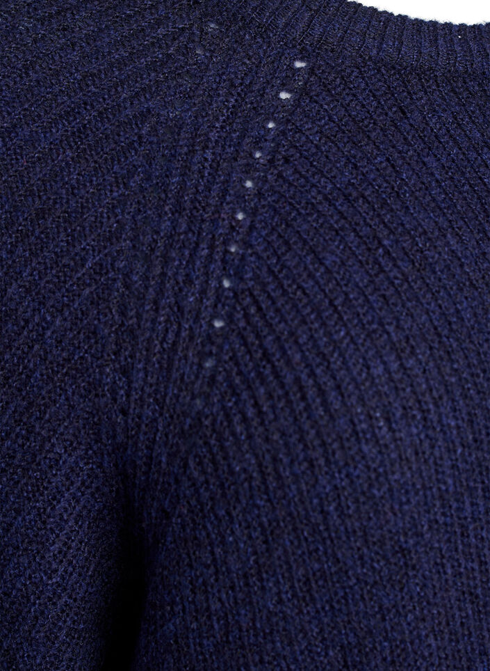Ribbstickad tr&ouml;ja med 3/4-&auml;rm, Bl&aring;, Packshot image number 3