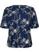 Kort&auml;rmad blus med broderat m&ouml;nster, Bl&aring;, Packshot image number 0