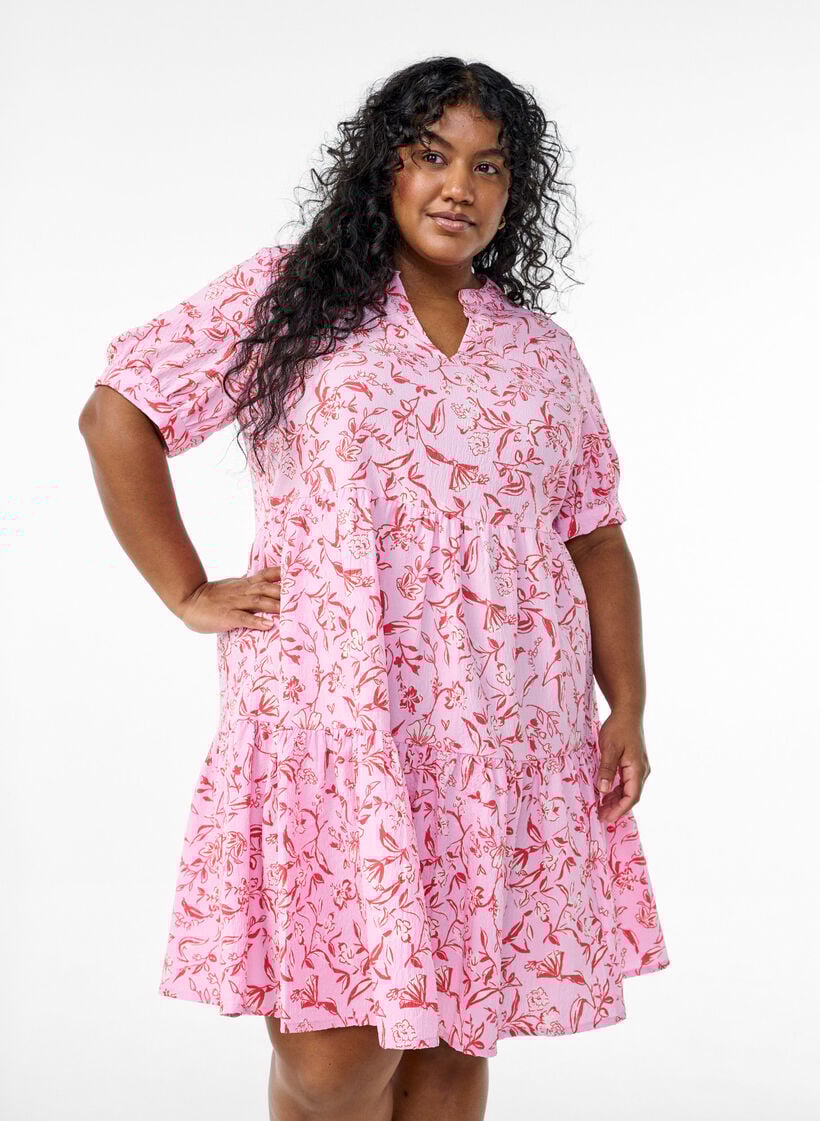 Kort a-linjeformad kl&auml;nning, Lila, Model image number 0