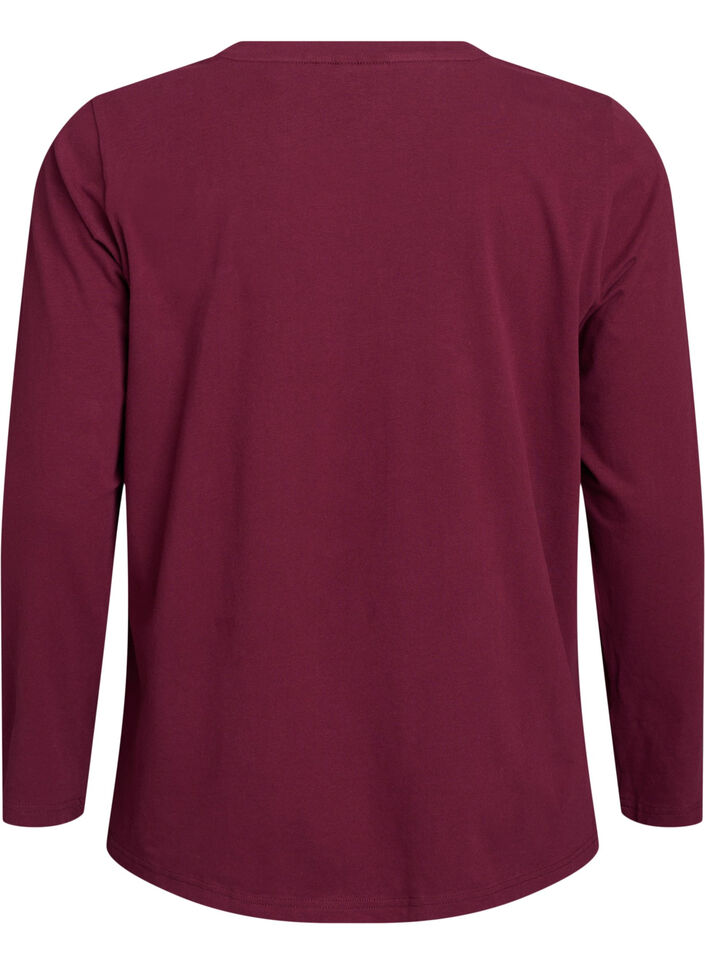 Baslinne i jersey med l&aring;nga &auml;rmar, M&ouml;rk Bordeaux, Packshot image number 1