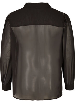 Långärmad skjorta med nitar, Black, Packshot image number 1