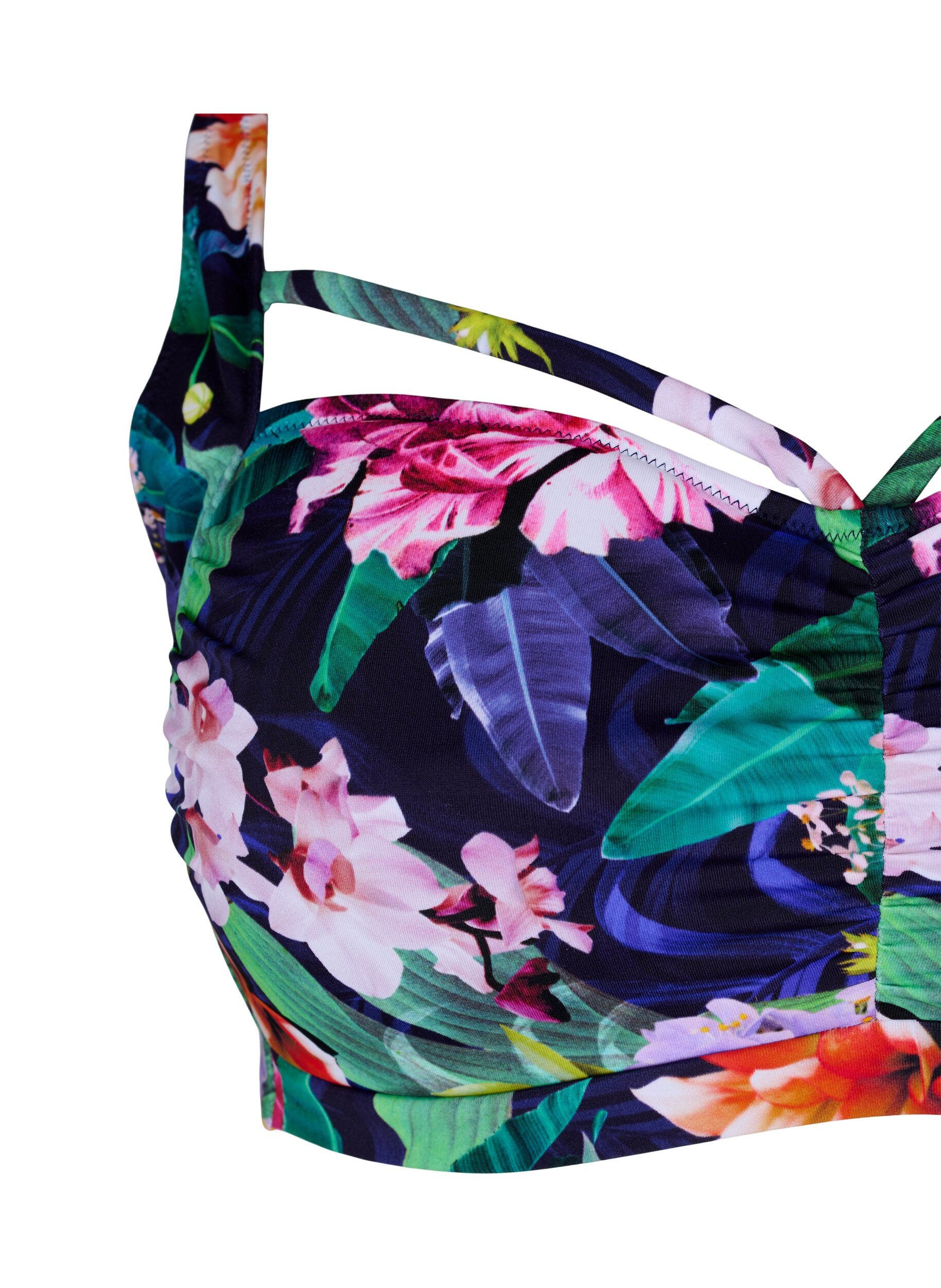 Zizzi Bikini-bh med drapering och band &ouml;ver bysten, Flower Print, Packshot image number 2