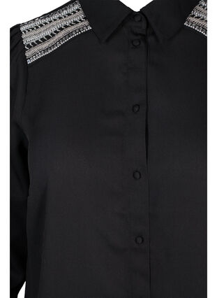 Lång skjorta med pärldetaljer, Black, Packshot image number 2